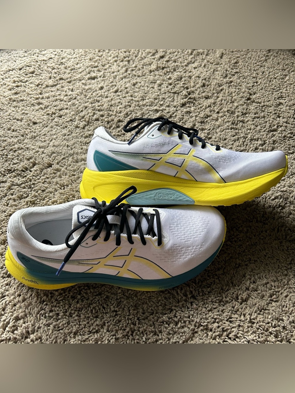 ASICS Gel-Kayano 30 Shoes Men 11 White/Yellow PureGel FF Blast 4D System Sneaker